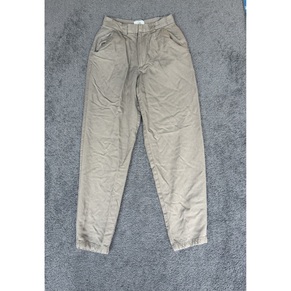 Gap Vintage Taupe Rayon Wool Pleated Tapered Trousers High Rise Pants Size 4